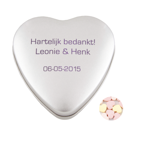 Hart blik standaard gevuld met vruchtenhartjes - Zilver