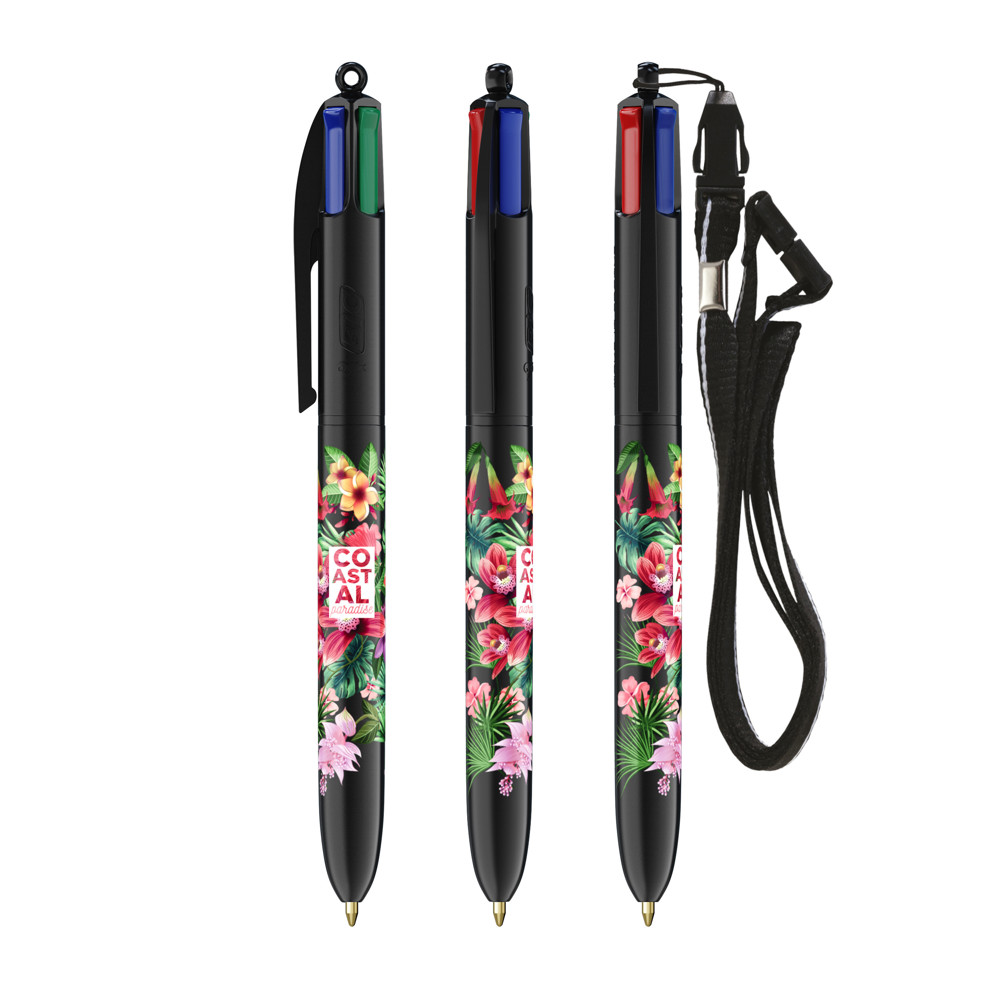BIC® 4 Colours® ballpen + lanyard