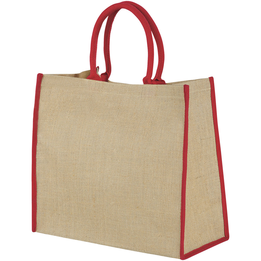 Harry jute draagtas met gekleurde accenten 25L - Natuur, Rood