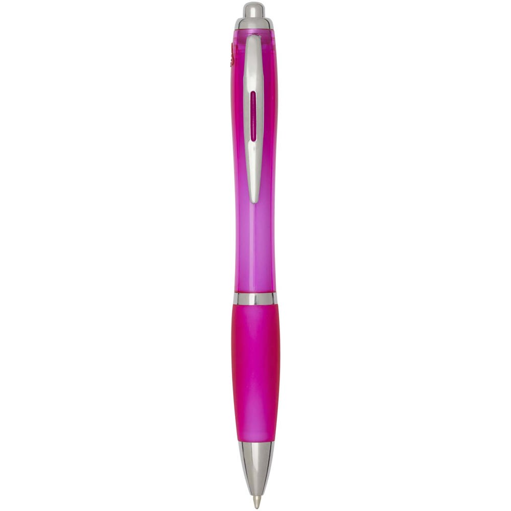 Nash balpen van RCS gerecycled plastic met gekleurde behuizing en grip (blauwe inkt) - Roze