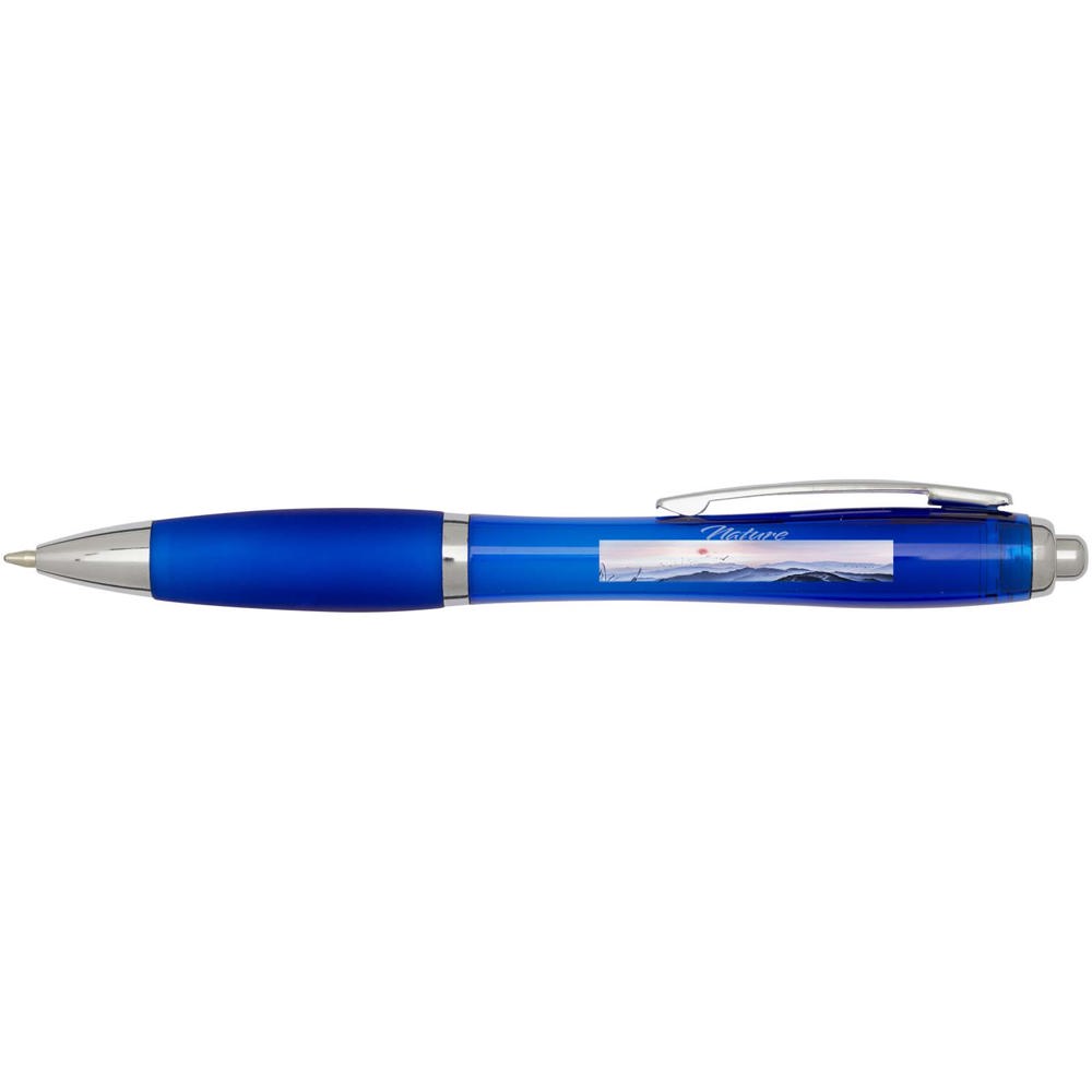 Nash balpen van RCS gerecycled plastic met gekleurde behuizing en grip (blauwe inkt)