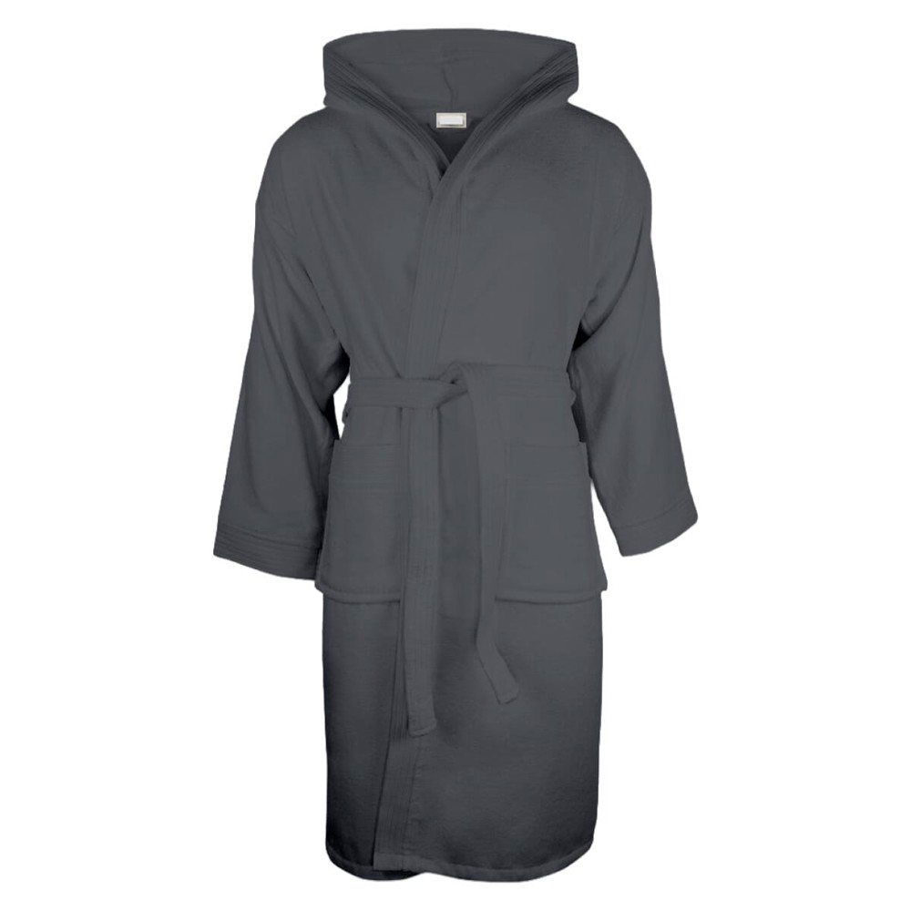 Sophie Muval velours badjas met capuchon, 380gr/m² - Donkergrijs (PMS Coolgrey 11c)