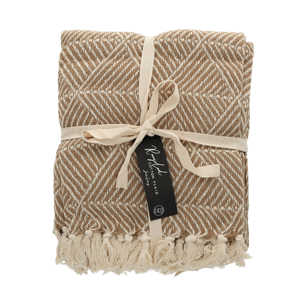 JENS Living Basic Recycled Cotton Plaid - beige