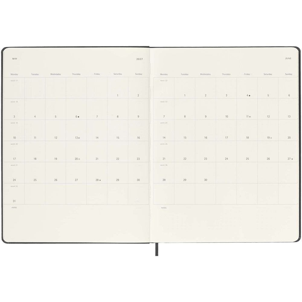 Moleskine week-agenda voor 12 maanden met harde kaft XL