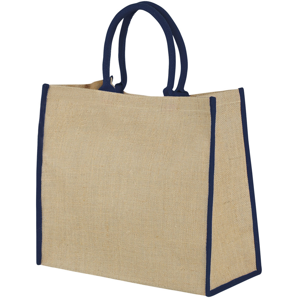 Harry jute draagtas met gekleurde accenten 25L - Natuur, Marineblauw