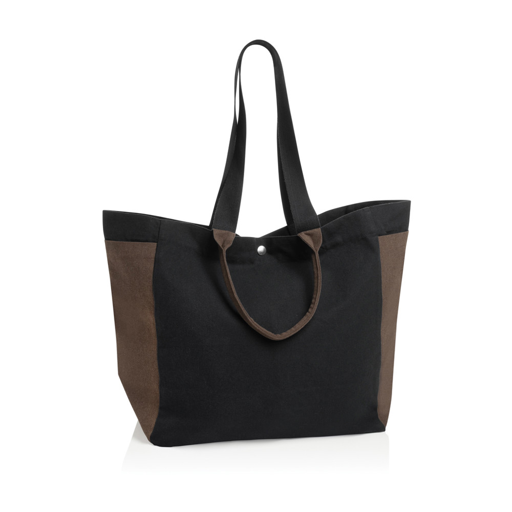 BEAU AWARE™ 400gsm recycled canvas all-round shopper - zwart (± PMS Black)