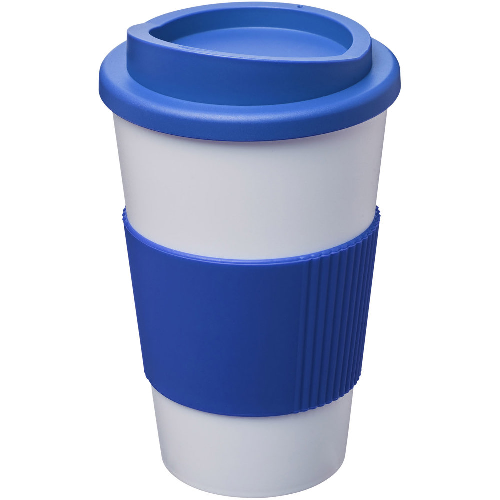 Americano® geïsoleerde beker van 350 ml met handgreep - Middenblauw, Wit
