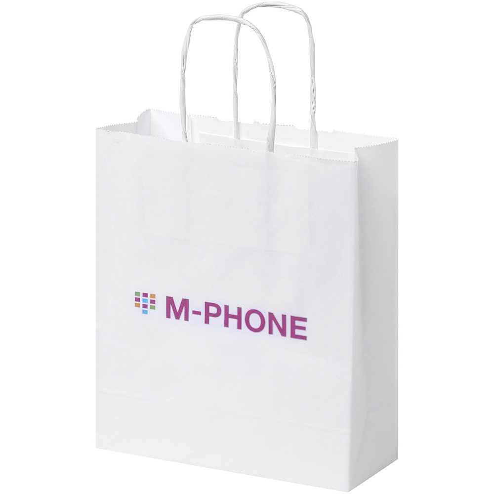 Papieren tas 80 g/m2 gemaakt van kraftpapier met gedraaide handgrepen - 18 x 8 x 21 cm