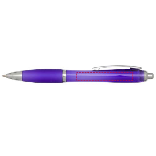 Nash balpen van RCS gerecycled plastic met gekleurde behuizing en grip (blauwe inkt)