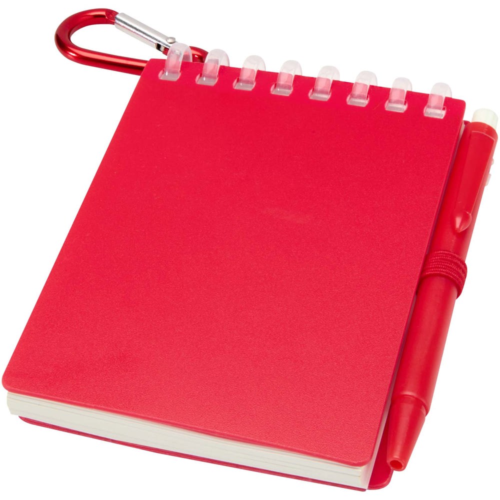 Lig Mini gerecycleerd outdoor notitieboek met zachte kaft en balpen (zwarte inkt) - Rood