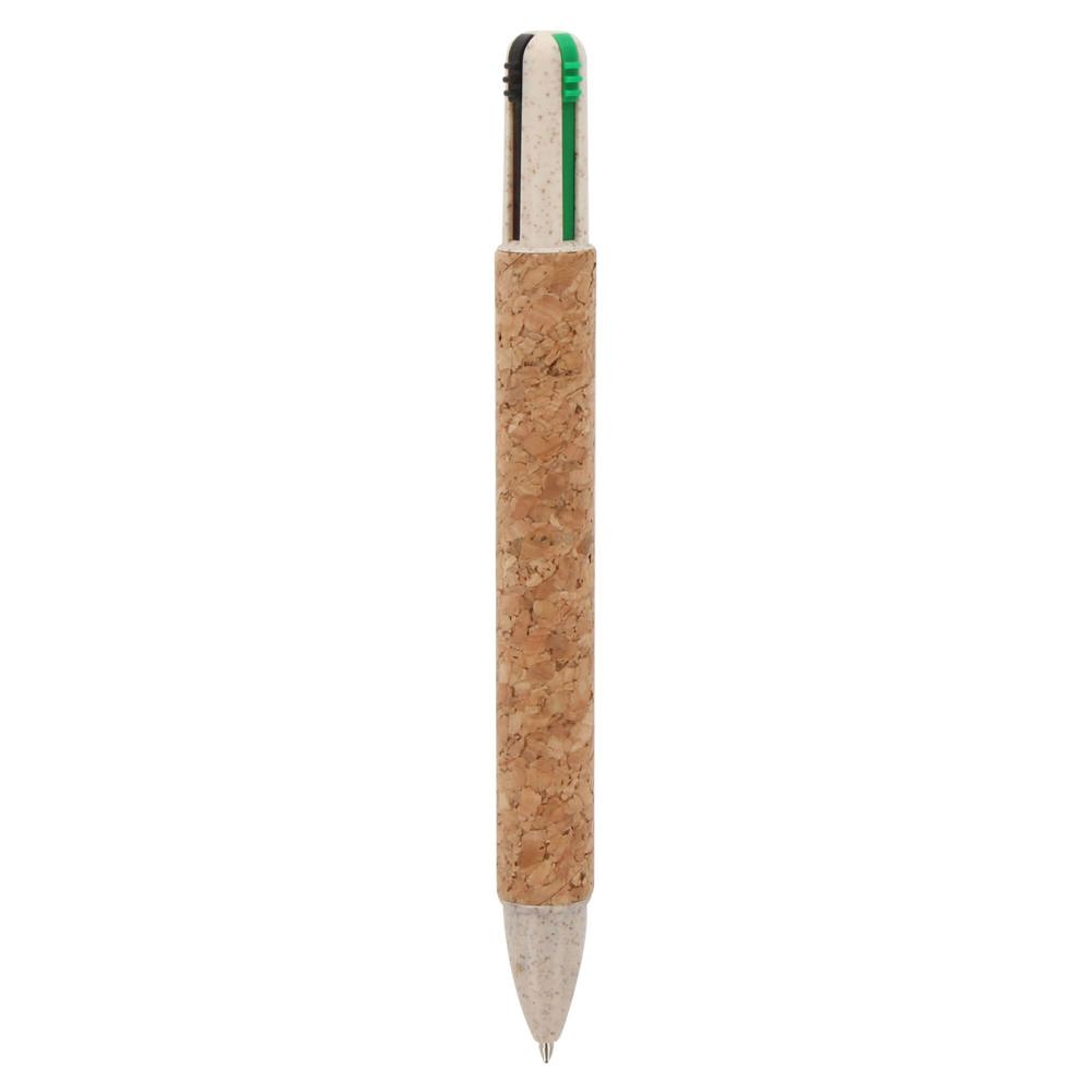 Balpen 4-kleuren kurk