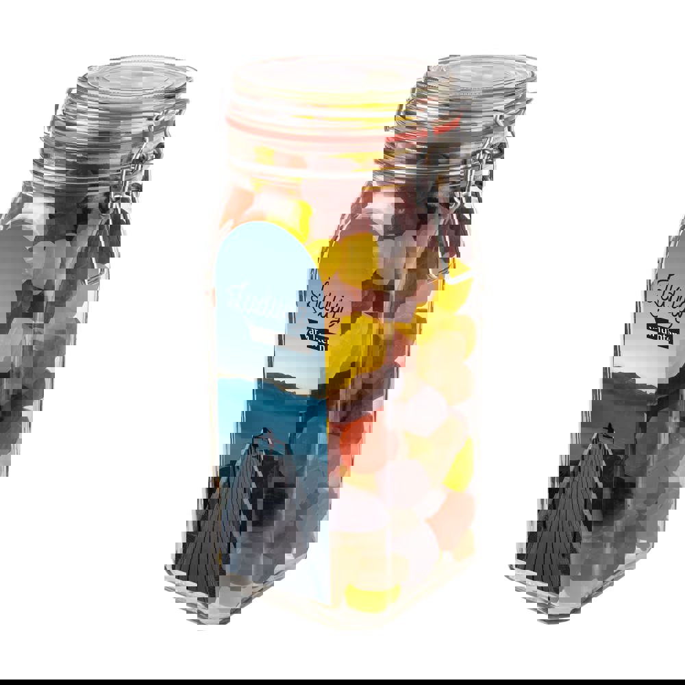 Weckpot 1,5 liter, gevuld met snoep