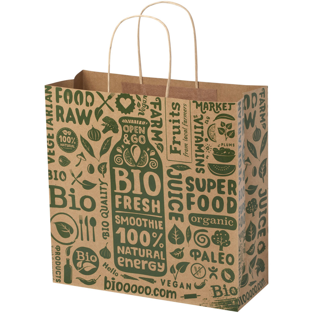 Papieren tas 120 g/m2 gemaakt van kraftpapier met gedraaide handgrepen - 31 x 12 x 31 cm - Kraftbruin