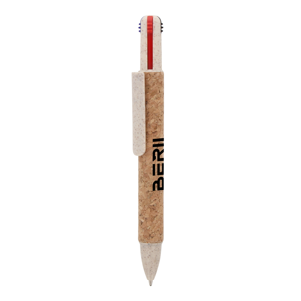 Balpen 4-kleuren kurk