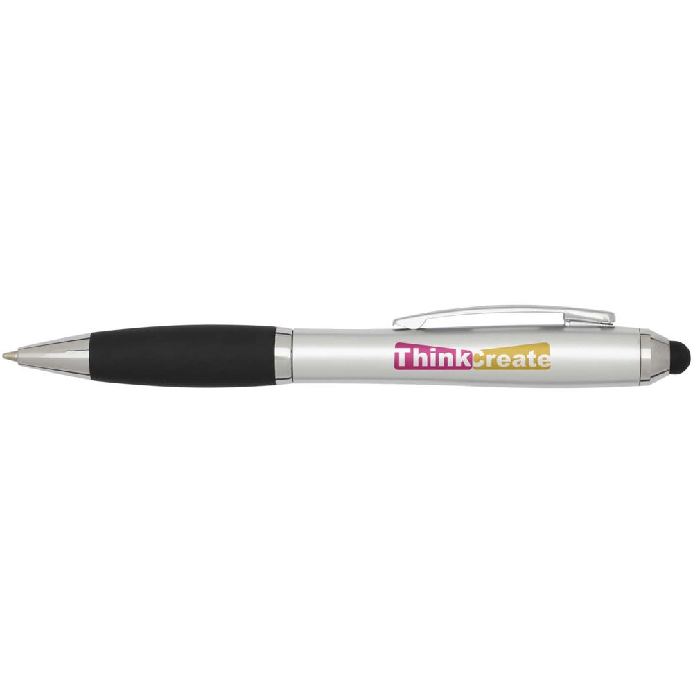 Nash RCS balpen met stylus van gerecycled plastic met gekleurde behuizing en zwarte grip (zwarte inkt)