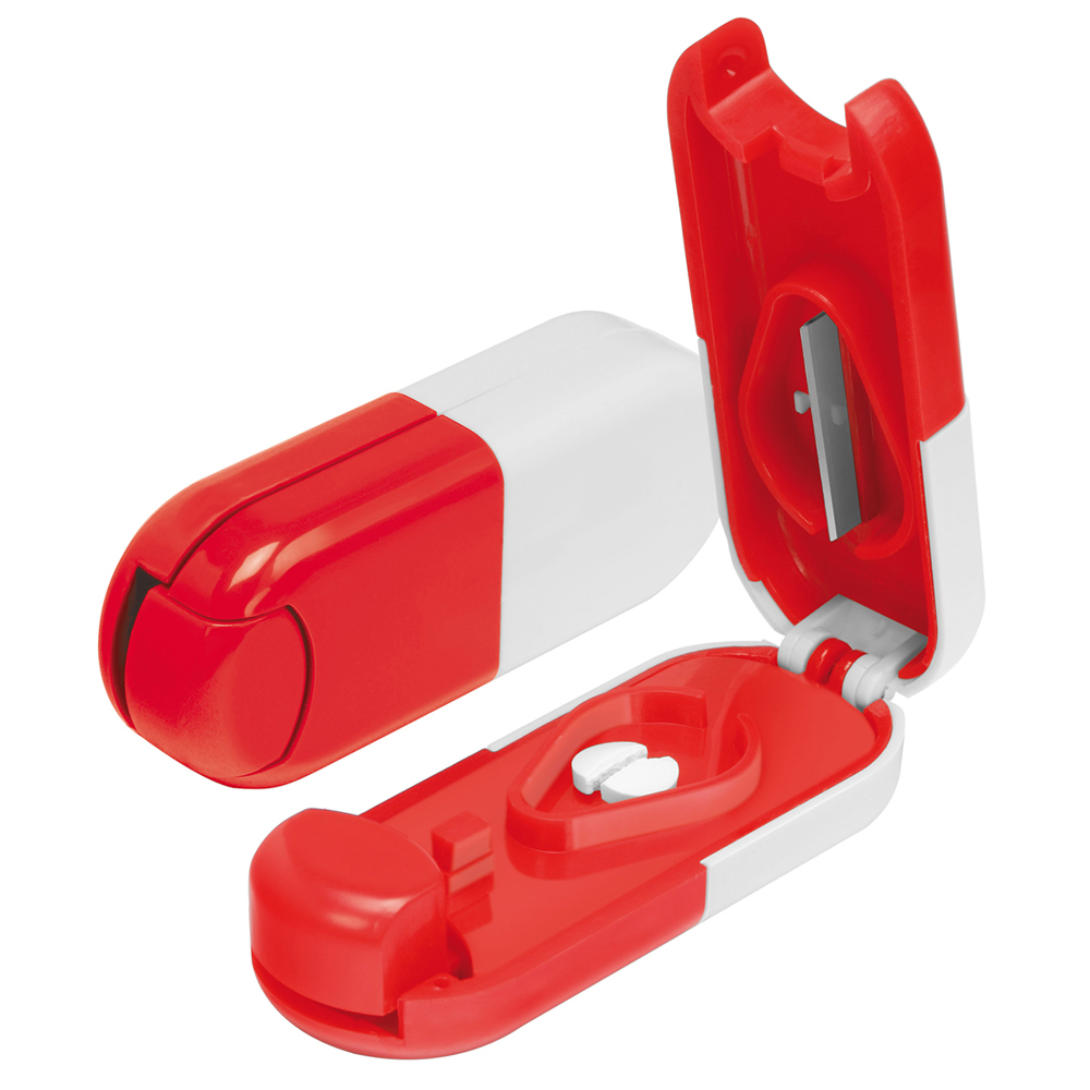Pillendoosje tabletvorm - wit/rood