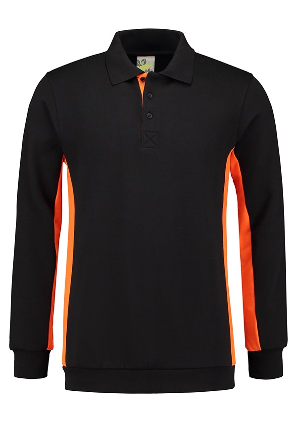 Lemon & Soda Workwear Contrast Polosweater - Black/OR