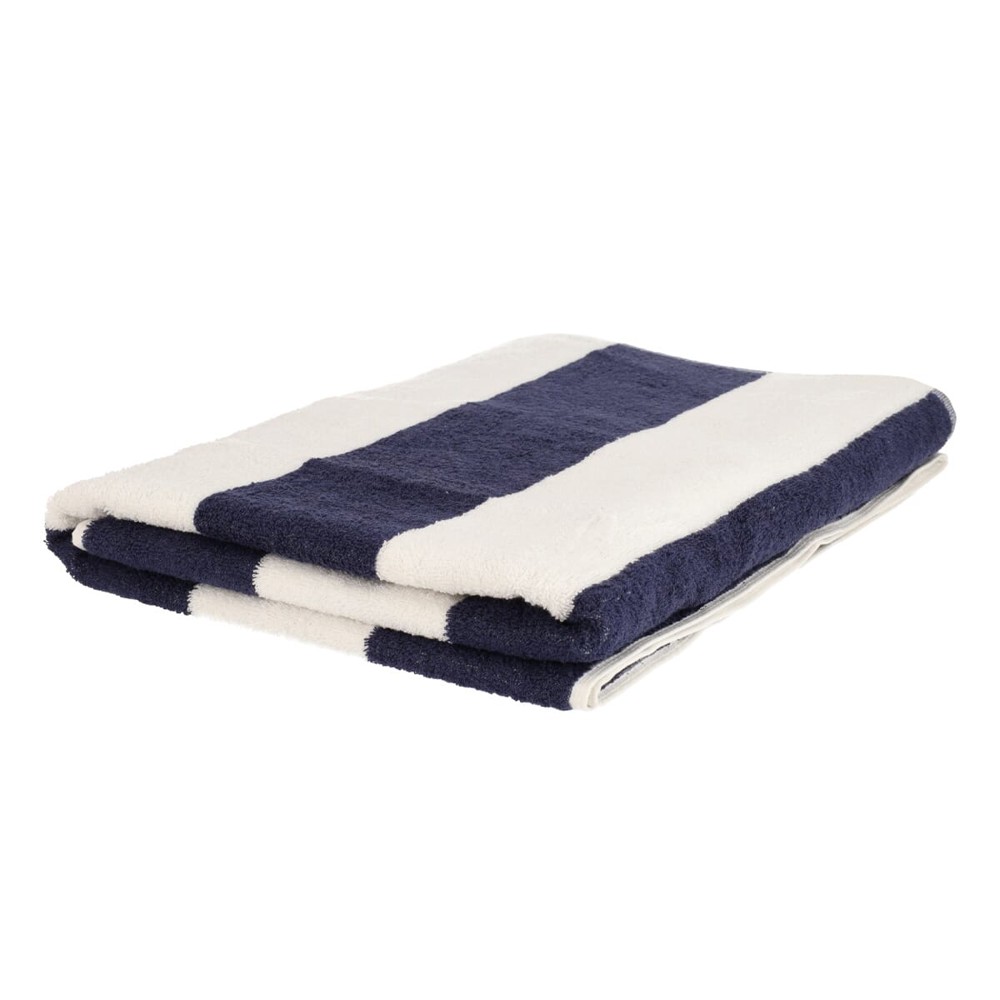 Sophie Muval strandhanddoek 180x100 cm, 450 gr/m² - Navy (PMS 533c) / Wit