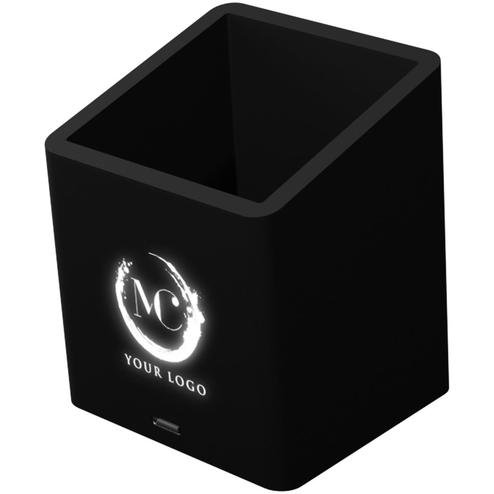 SCX.design O11 antibacteriële potloodhouder met oplichtend logo en dubbele USB-uitgang