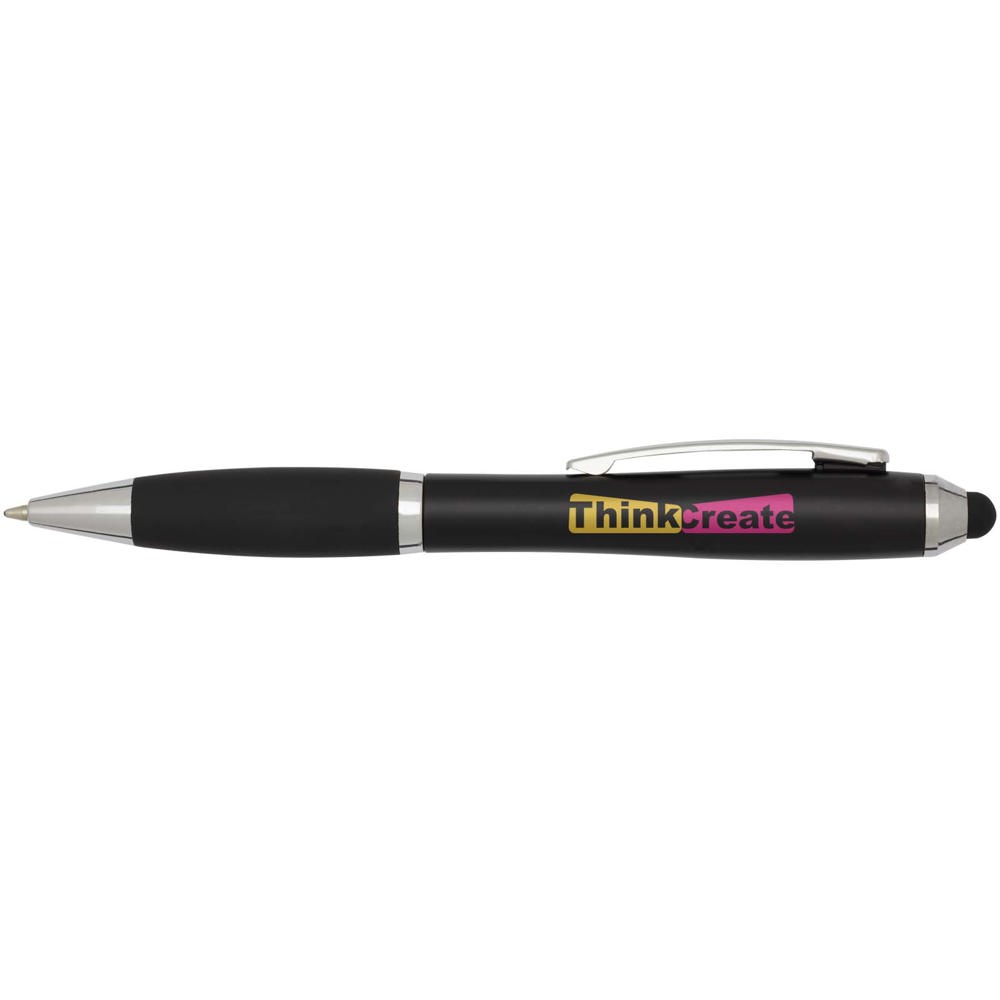 Nash RCS balpen met stylus van gerecycled plastic met gekleurde behuizing en zwarte grip (zwarte inkt)