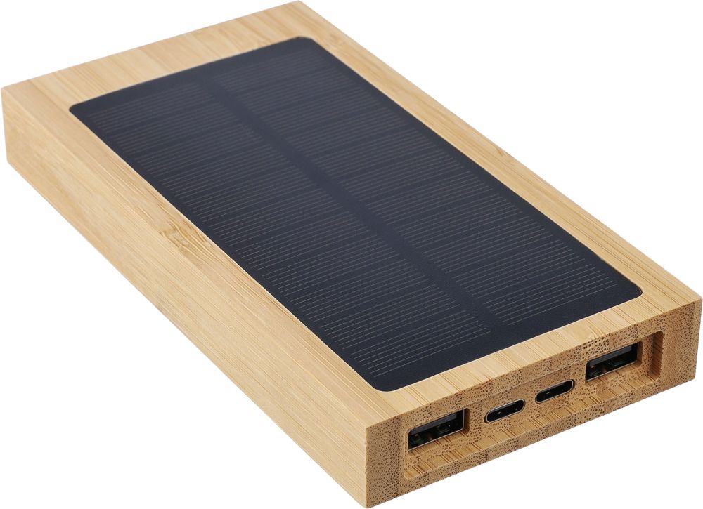 Powerbank Elz | Bamboe | Solar | 10.000 mAh