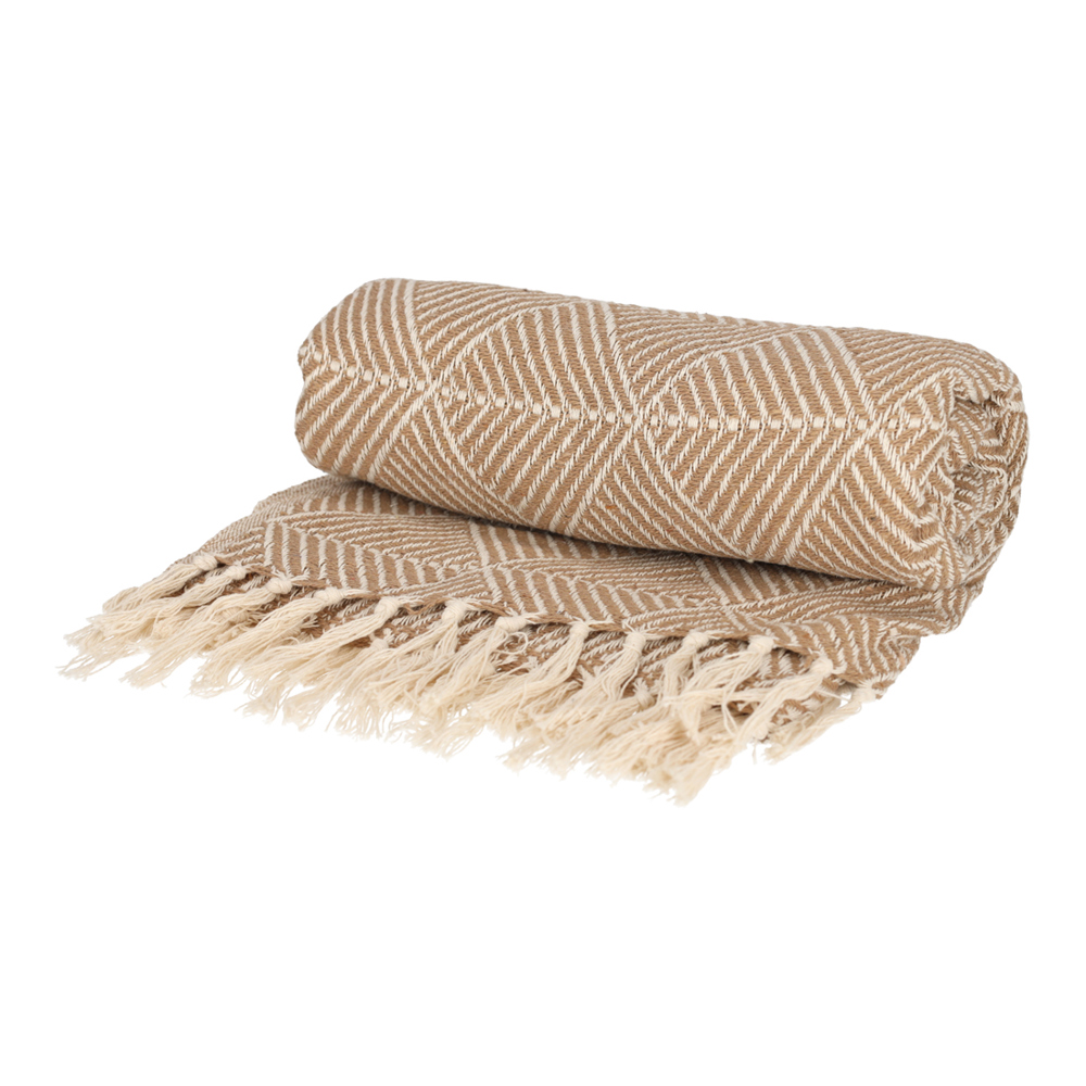 JENS Living Basic Recycled Cotton Plaid Beige