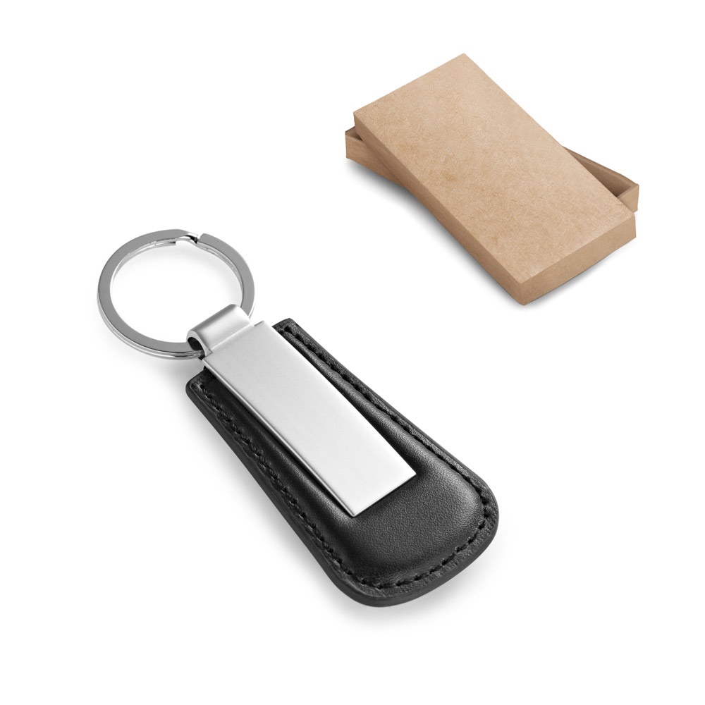 BACHMANN. Metalen sleutelhanger met PU-rand