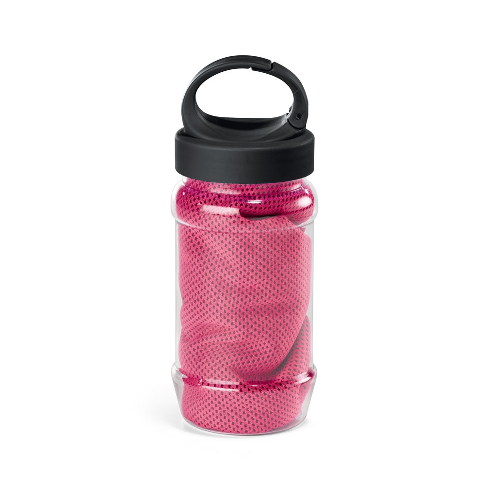 ARTX PLUS. Set met een PP en PET fles en een polyamide en polyester sporthanddoek - roze