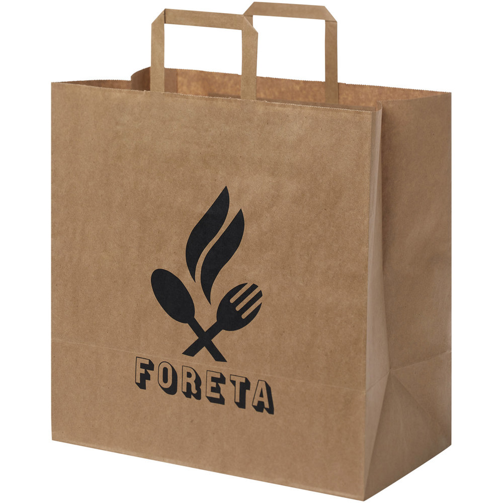 Papieren tas 80-90 g/m2 gemaakt van kraftpapier met platte handgrepen - 34 x 20 x 35 cm - Kraftbruin