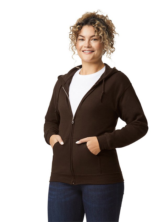 Gildan Heavy Blend Full Zip Hooded Sweater - 105 Dark Chocolate