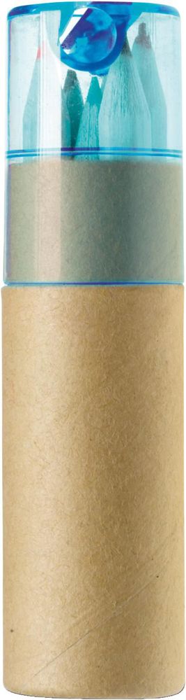 Kleurpotloden set Libbie | Gerecycled karton | 6 stuks - lichtblauw