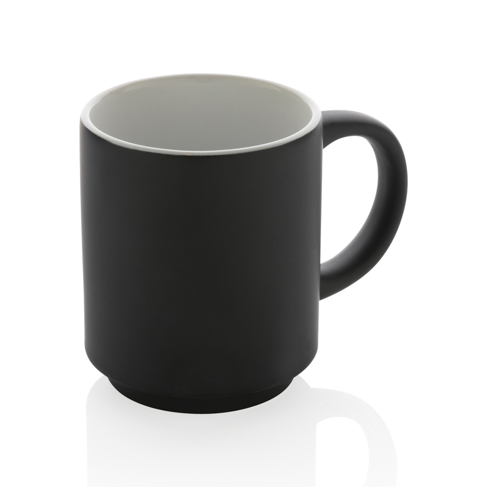 Keramische stapelbare mok 180 ml - zwart (± PMS Black)