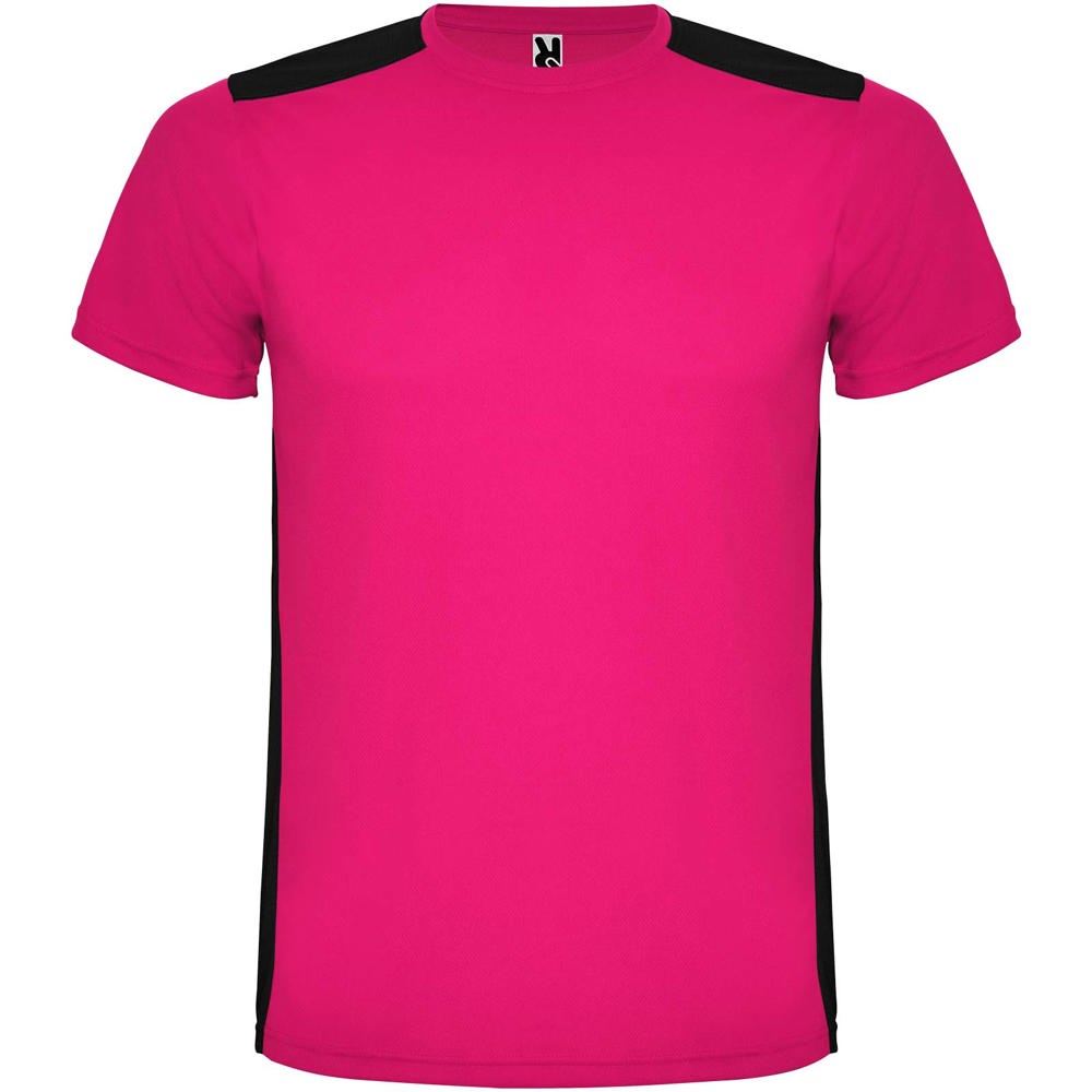 Detroit 130 g/m² sportshirt met korte mouwen voor kinderen - Fuchsia, Zwart