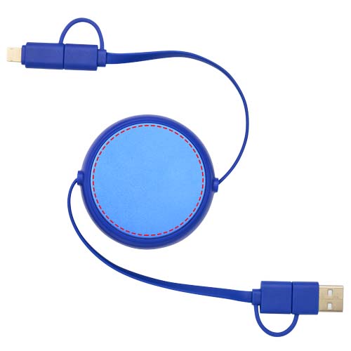 Alasia 5-in-1 100 cm intrekbare datasynchronisatie- en 45 W snellaadkabel van gerecycled plastic en aluminium