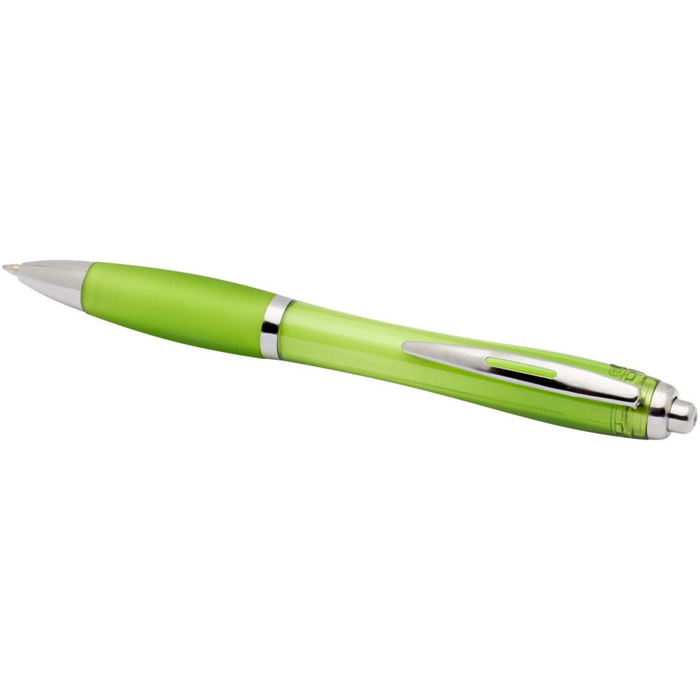 Nash balpen van RCS gerecycled plastic met gekleurde behuizing en grip (blauwe inkt)