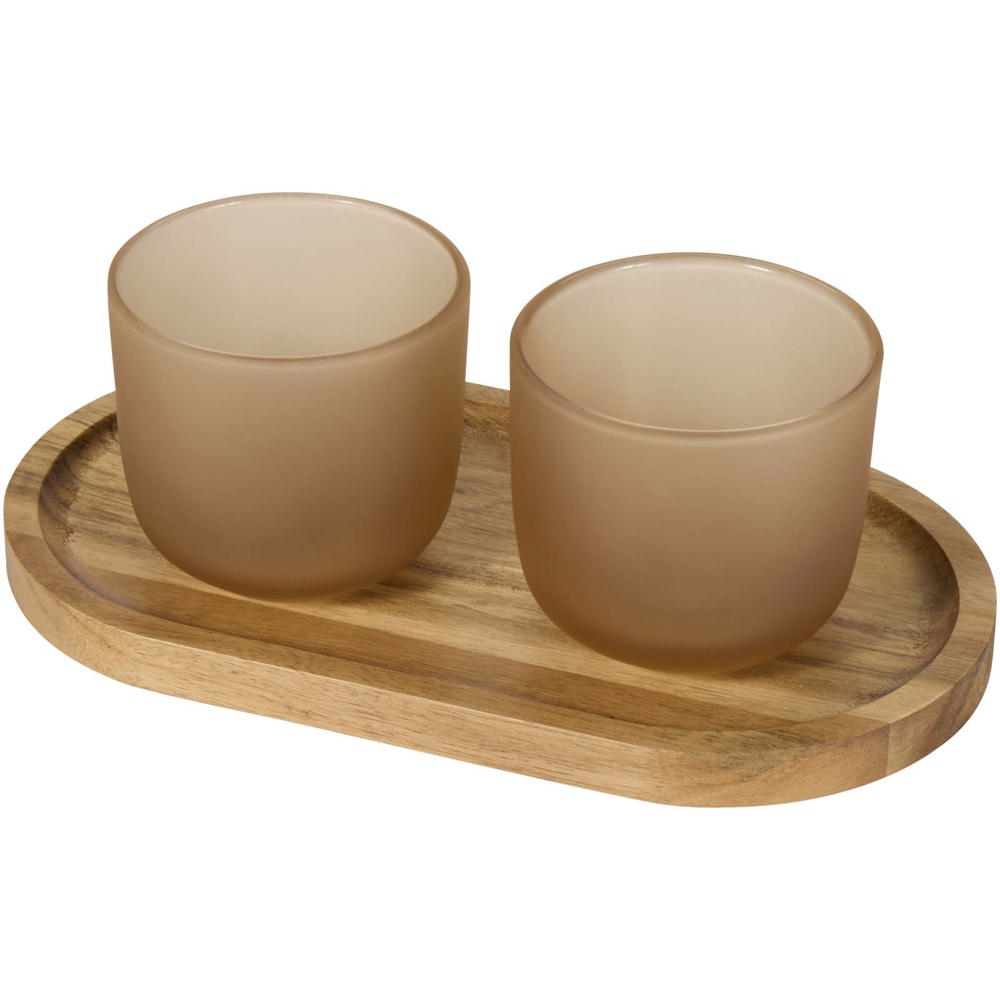 Male houten serveerblad en glazen bekerset - matte afwerking - Havermout