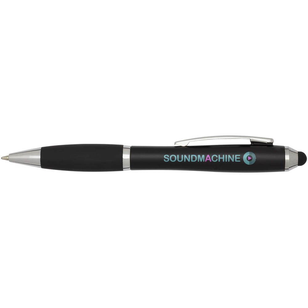 Nash RCS balpen met stylus van gerecycled plastic met gekleurde behuizing en zwarte grip (blauwe inkt)