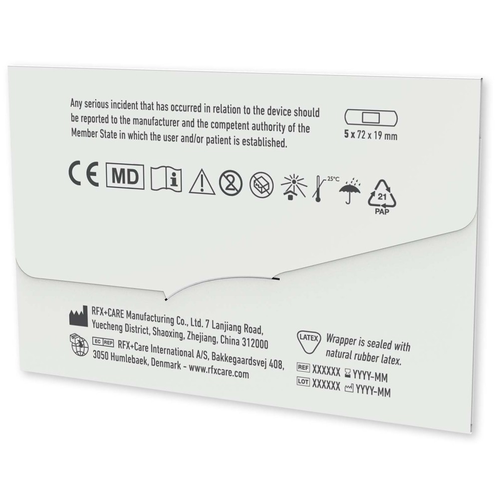 Blisterverpakking met 4 pleisters in een full colour bedrukbare papieren envelop
