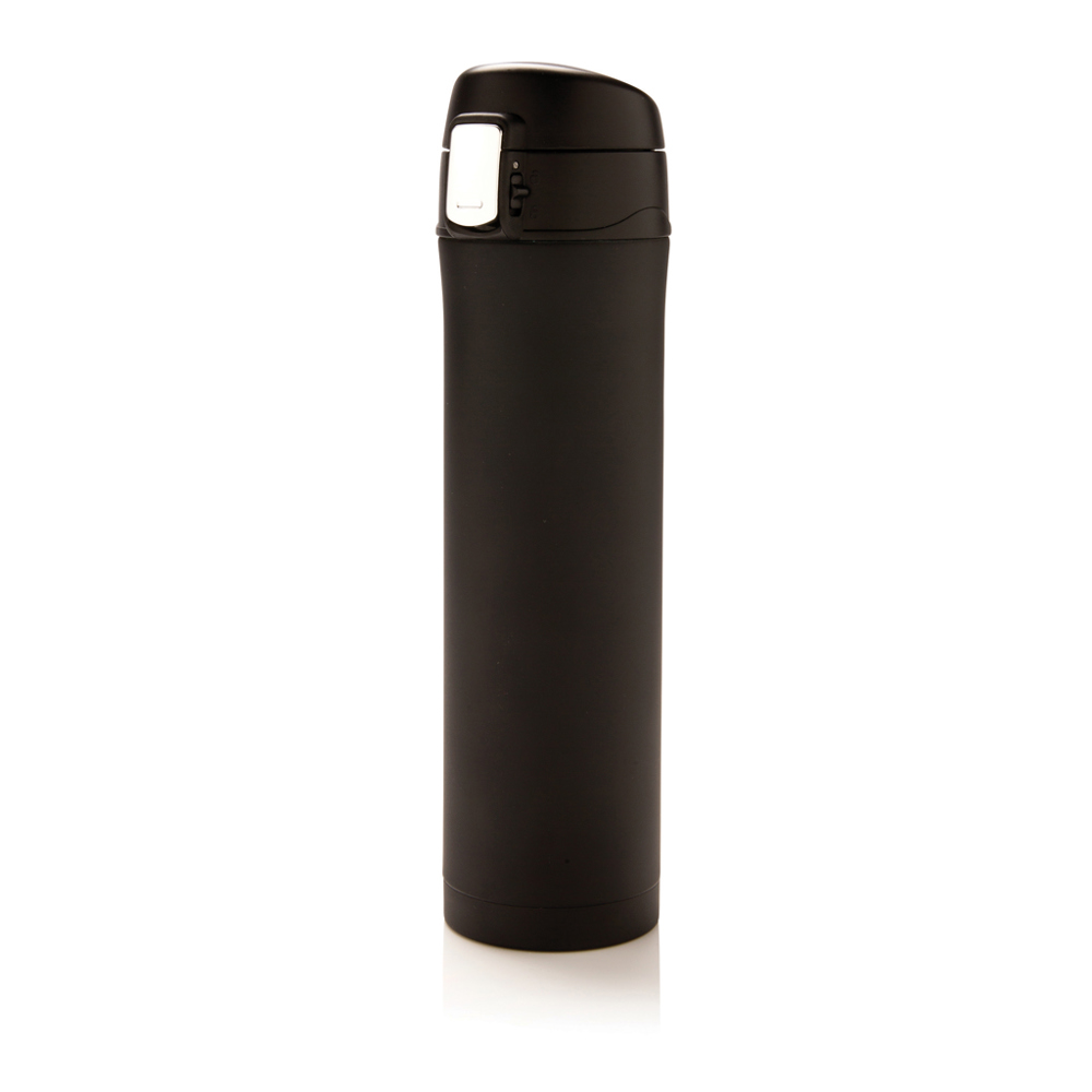 RCS gerecycled roestvrijstalen easy lock thermosfles - zwart (± PMS Black)