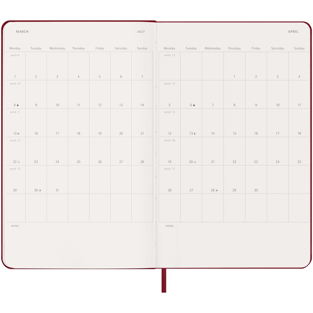 Moleskine week-agenda voor 12 maanden met harde kaft L