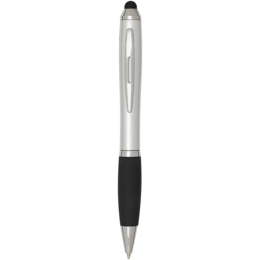 Nash RCS balpen met stylus van gerecycled plastic met gekleurde behuizing en zwarte grip (zwarte inkt) - Zilver