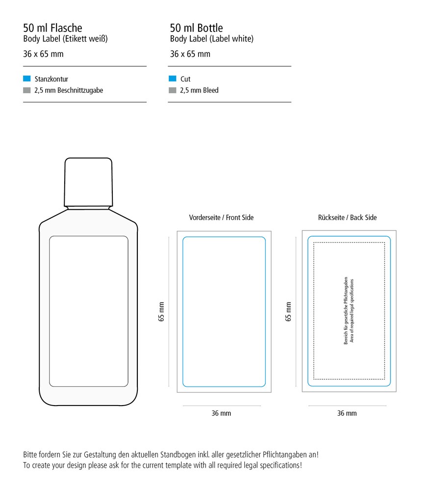 Handreinigingsgel, 50 ml, Body Label (R-PET)