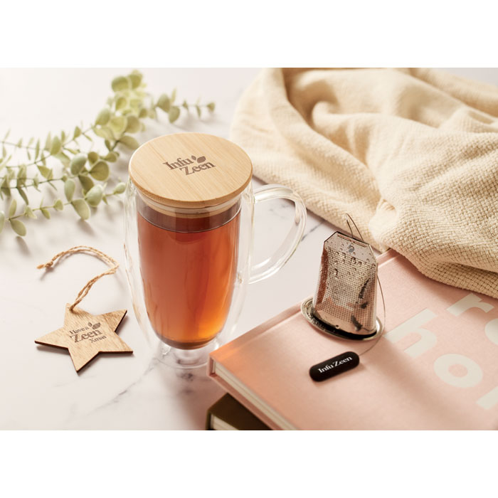 TEROL - Dubbelwandige glazen mok 450ml