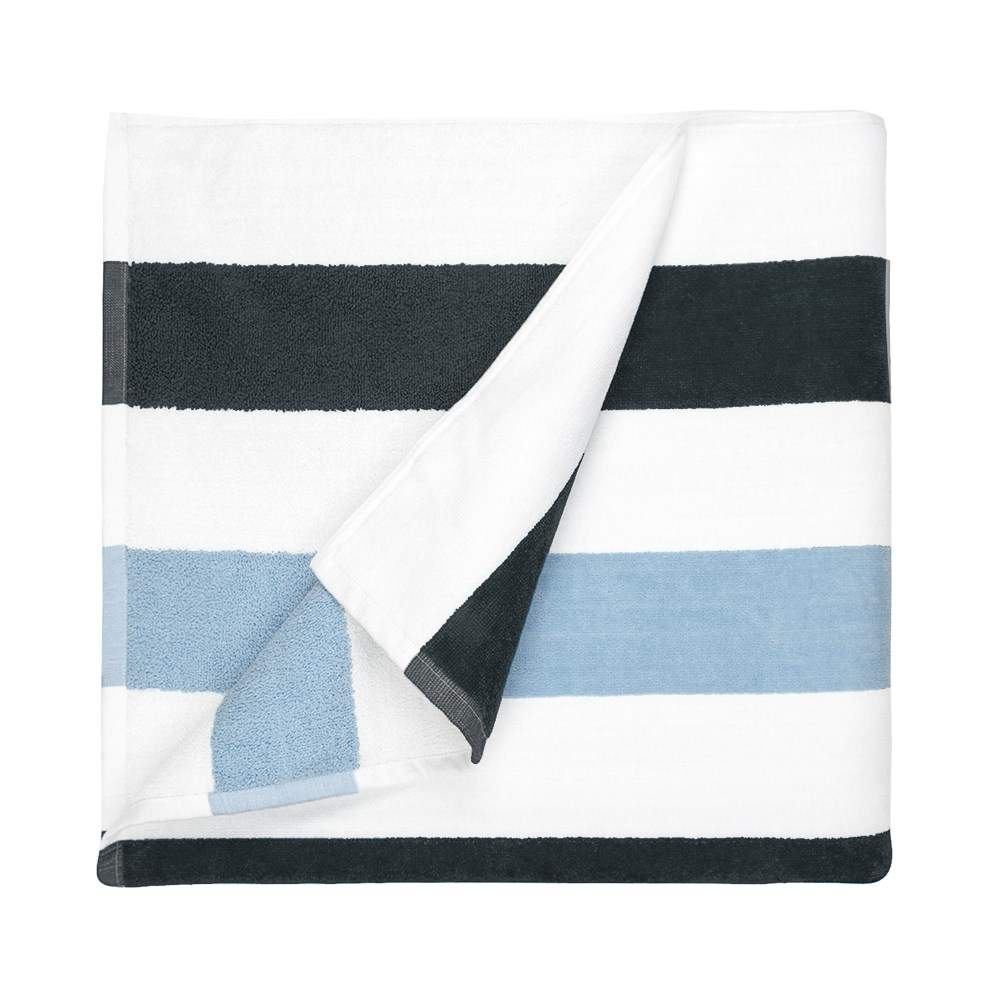 Beach Towel Stripe - Antraciet/lichtblauw