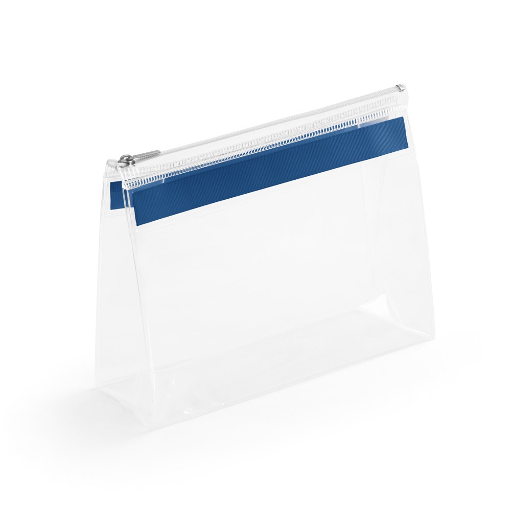 CHASTAIN. Doorzichtig. EVA etui met rits en metalen handvat - Blauw