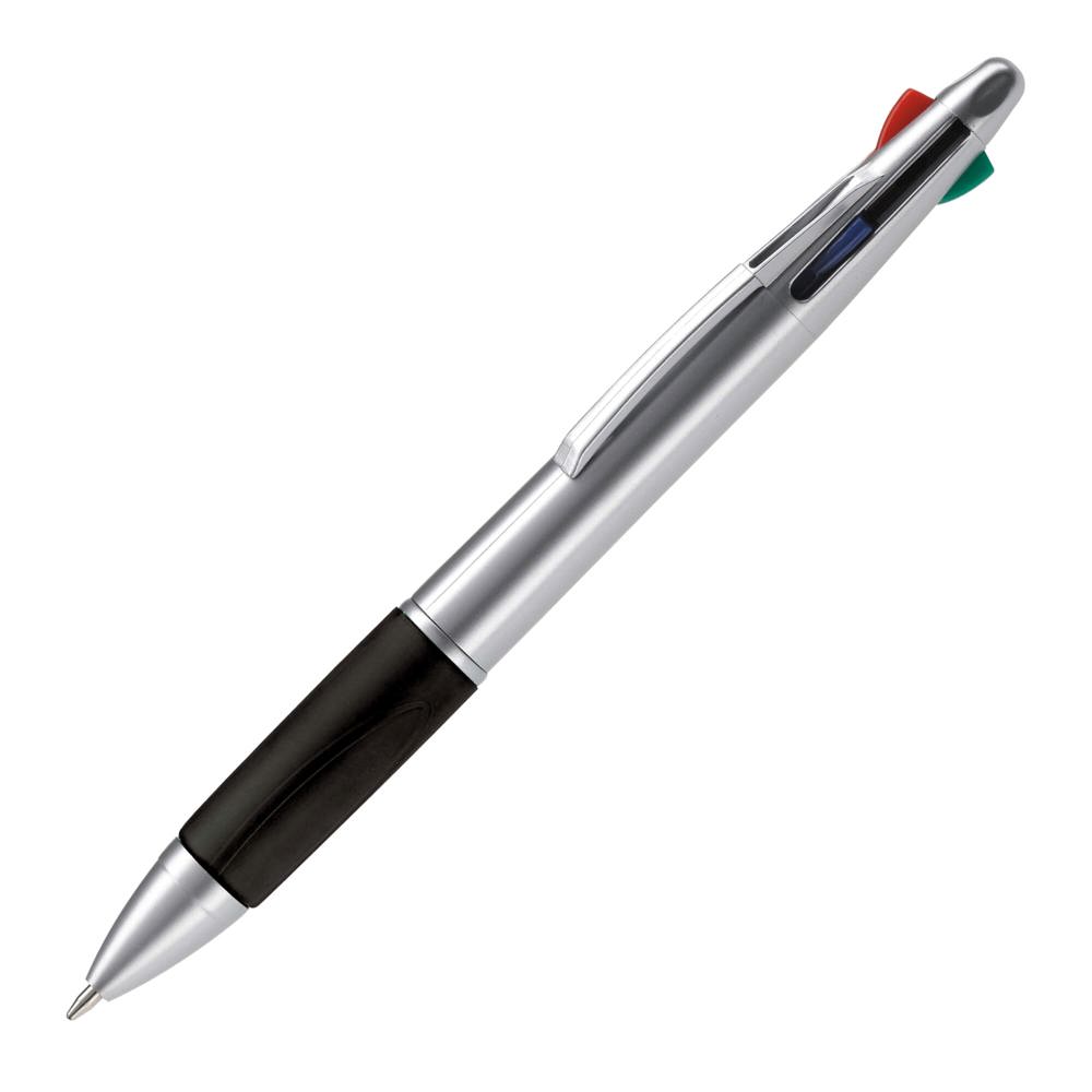 Balpen 4 kleuren hardcolour - Zilver / Zwart