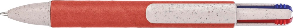 Balpen Deborah | Karton en tarwestro | 4 kleuren - Rood