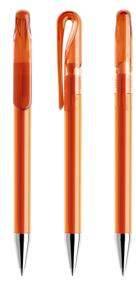 Prodir DS1TTC Transparent with Chrome Metal Nose-Cone - Orange transparant