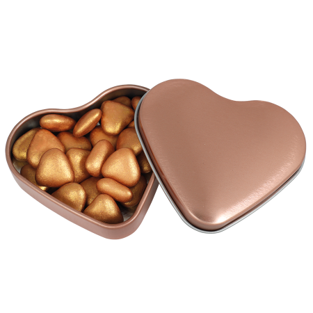 Hart blik standaard gevuld vruchtenhartjes - rosé goud