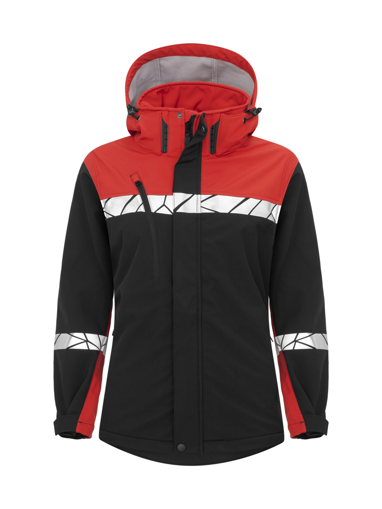 7417 SOFTSHELL JAS DAMES - zwart/rood